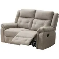 Berkeley 2-Seater Recliner Sofa - Light Grey, Leather Look Fabric