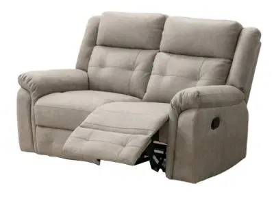 Berkeley 2-Seater Recliner Sofa - Light Grey, Leather Look Fabric