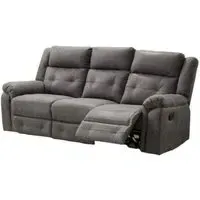 Berkeley 3-Seater Recliner Sofa - Dark Grey, Leather Look Fabric