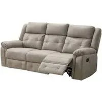 Berkeley 3-Seater Recliner Sofa - Light Grey, Leather Look Fabric