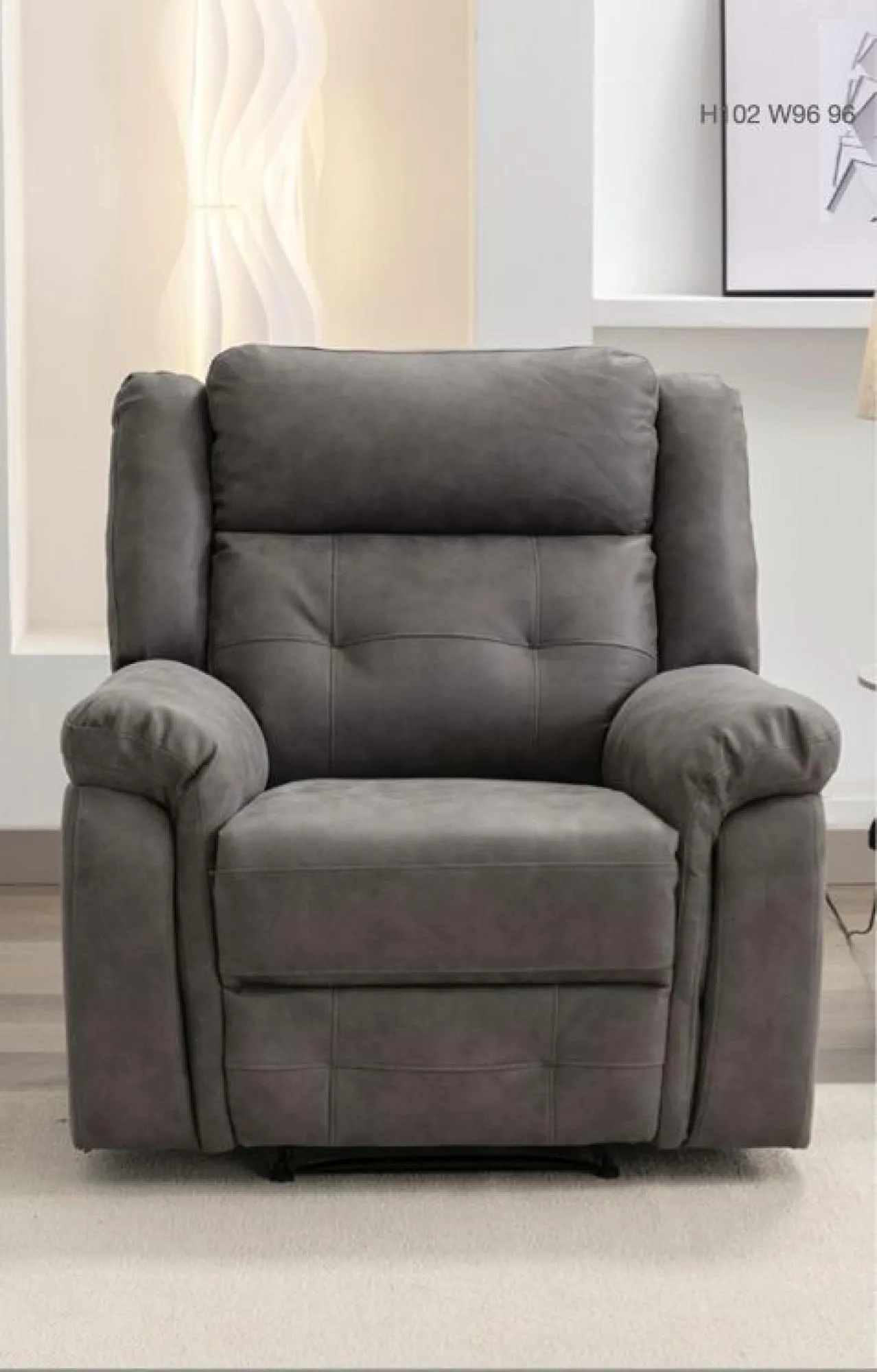 Berkeley Recliner Armchair - Dark Grey, Leather Look Fabric