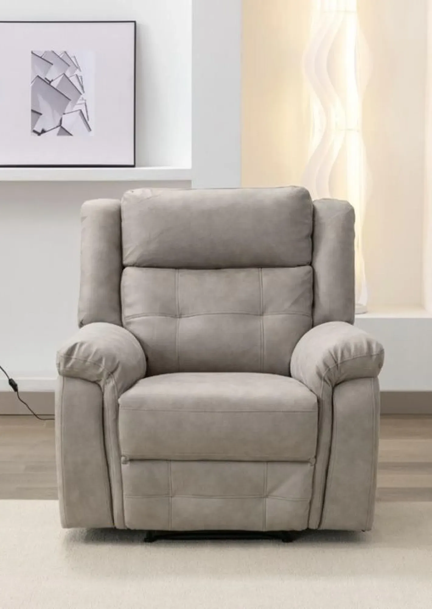 Berkeley Recliner Armchair - Light Grey, Leather Look Fabric