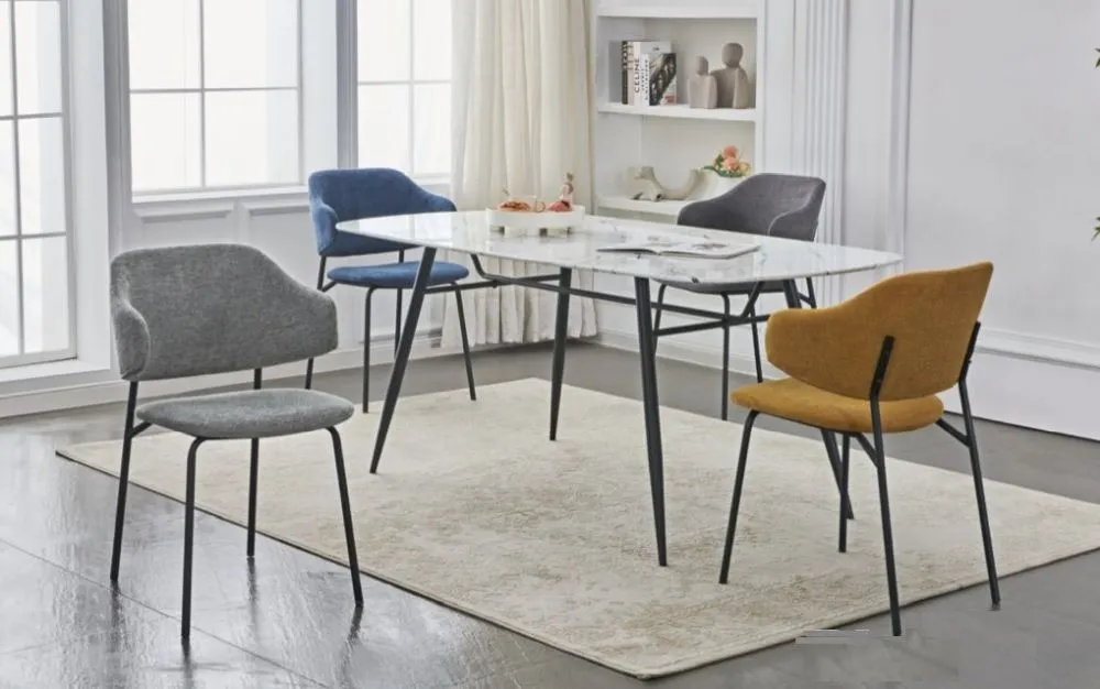 Blake Dining Chair Set of 4 - Light Grey, Velvet