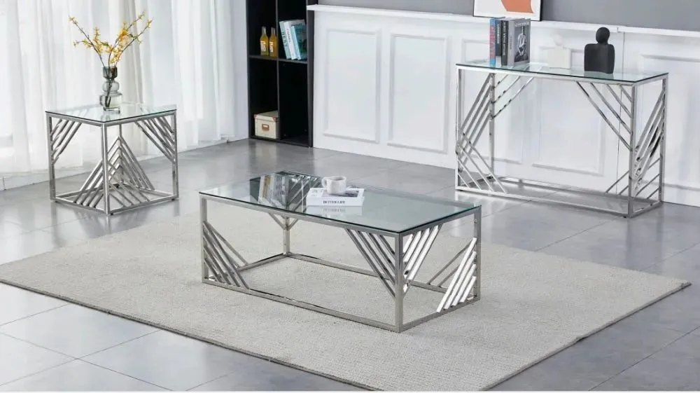 Calabria Coffee Table - Glass, Chrome