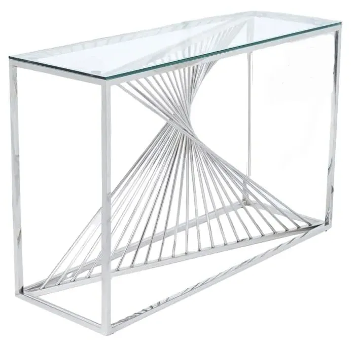 Calabria Console Table - Glass, Chrome