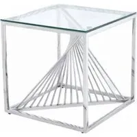 Calabria End Table - Silver, Glass