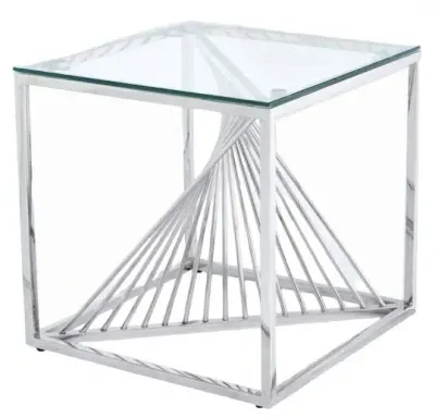 Calabria End Table - Silver, Glass image
