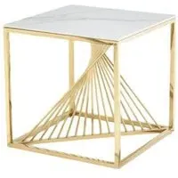 Calabria End Table - White, Sintered Stone
