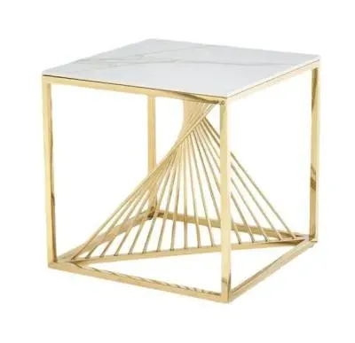 Calabria End Table - White, Sintered Stone