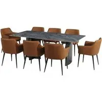 Campania 8 Seater Dining Set with 6 Chairs - Grey, Sintered Stone