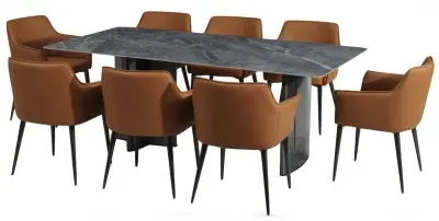Campania 8 Seater Dining Set with 6 Chairs - Grey, Sintered Stone image