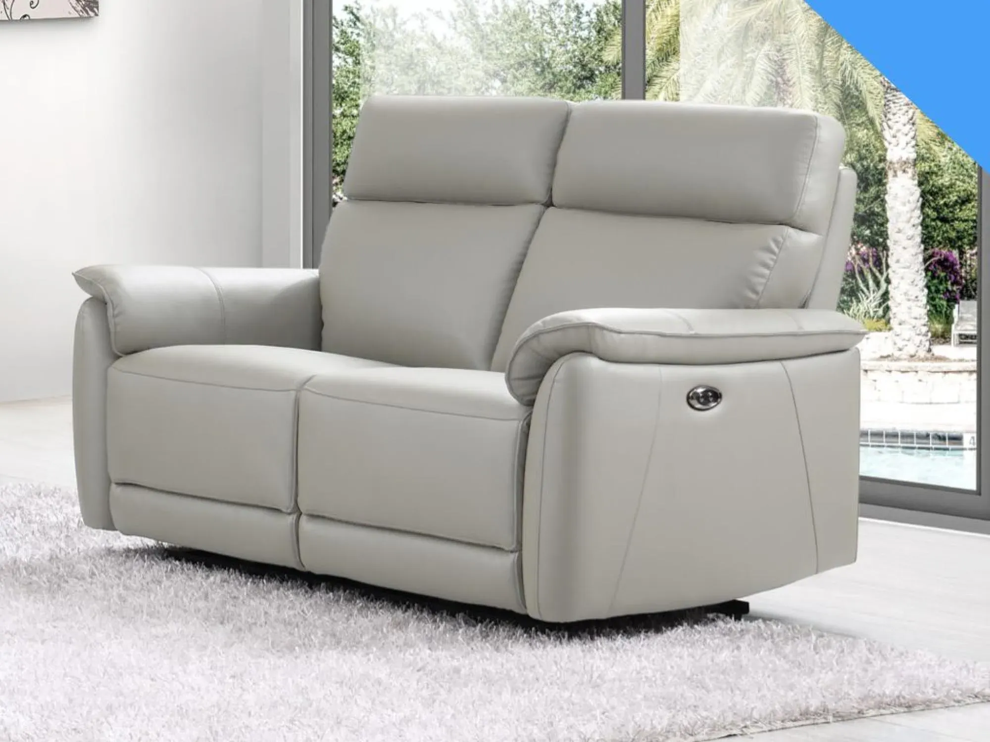 Carlton 2-Seater Electric Recliner Sofa - Light Grey, Leather