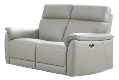 Carlton 2-Seater Electric Recliner Sofa - Light Grey, Leather