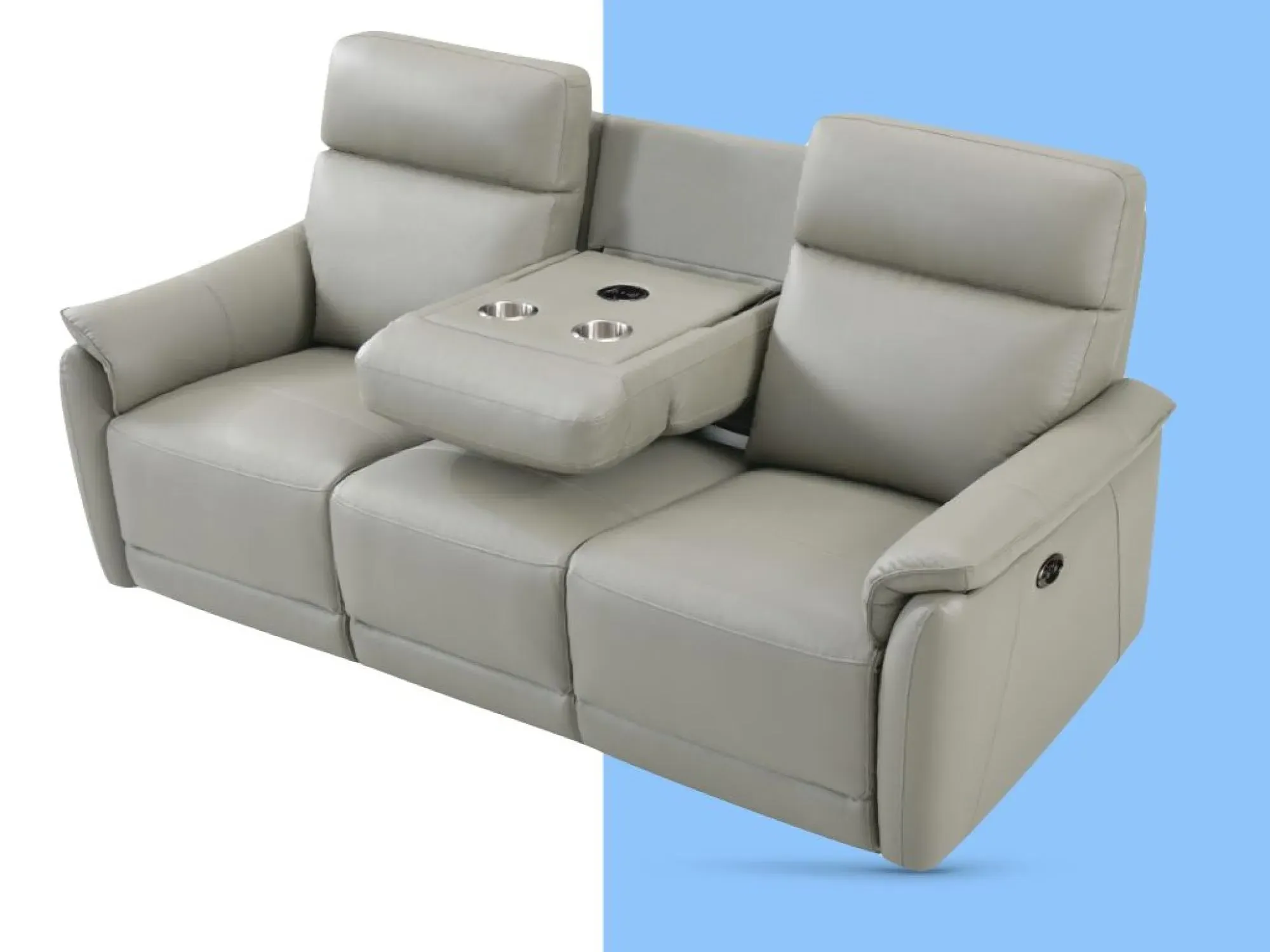 Carlton 3-Seater Electric Recliner Sofa - Light Grey, Leather