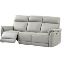 Carlton 3-Seater Electric Recliner Sofa - Light Grey, Leather