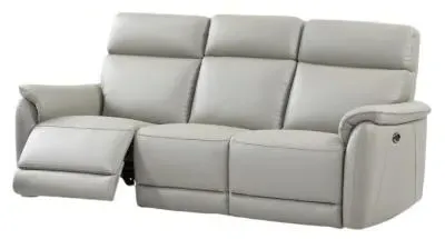 Carlton 3-Seater Electric Recliner Sofa - Light Grey, Leather