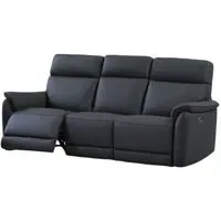 Carlton 3-Seater Electric Recliner Sofa - Navy Blue, Leather