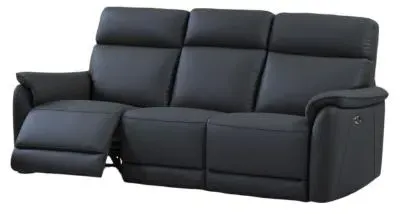 Carlton 3-Seater Electric Recliner Sofa - Navy Blue, Leather