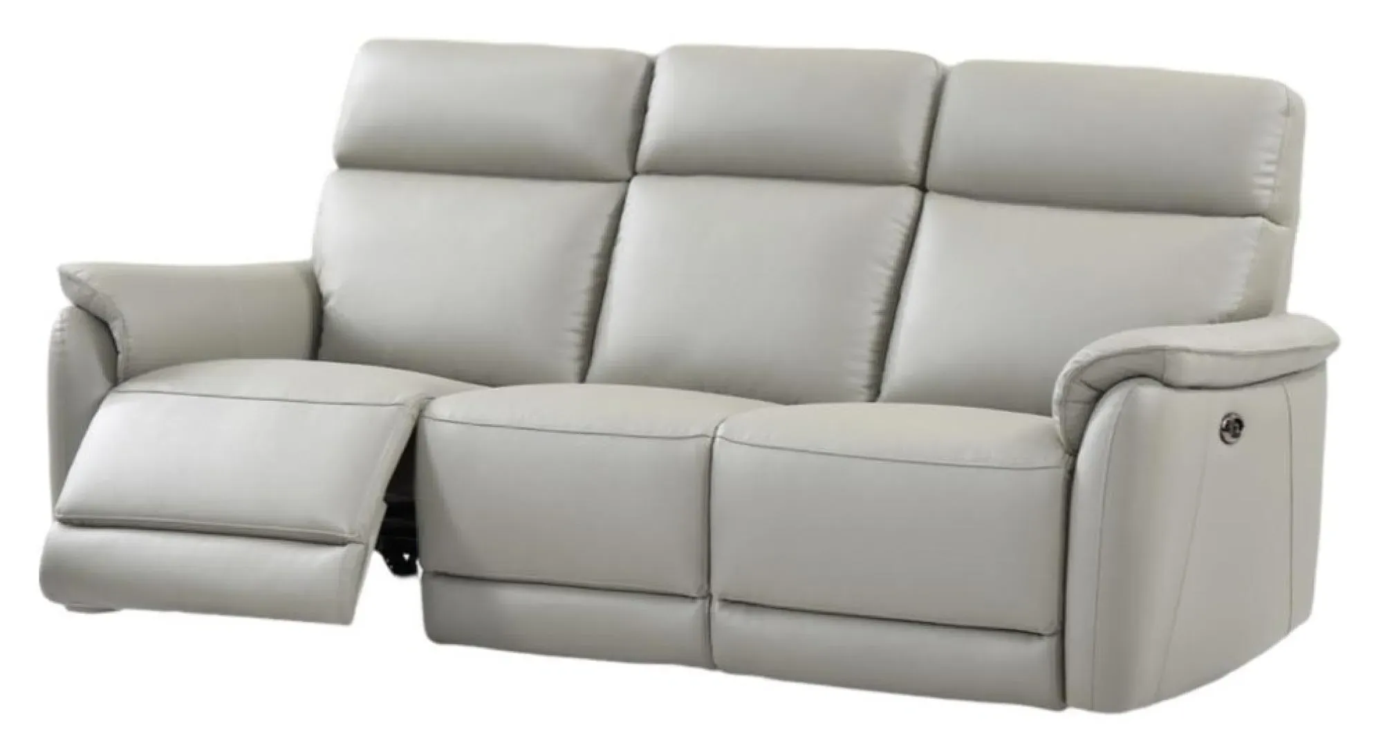 Carlton 3-Seater Electric Recliner Sofa Suite - Light Grey, Leather