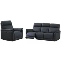 Carlton 3-Seater Electric Recliner Sofa Suite - Navy Blue, Leather