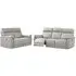 Carlton 3+2 Seater Electric Recliner Sofa Suite - Light Grey, Leather