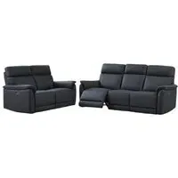 Carlton 3+2 Seater Electric Recliner Sofa Suite - Navy Blue, Leather