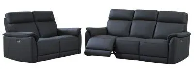 Carlton 3+2 Seater Electric Recliner Sofa Suite - Navy Blue, Leather
