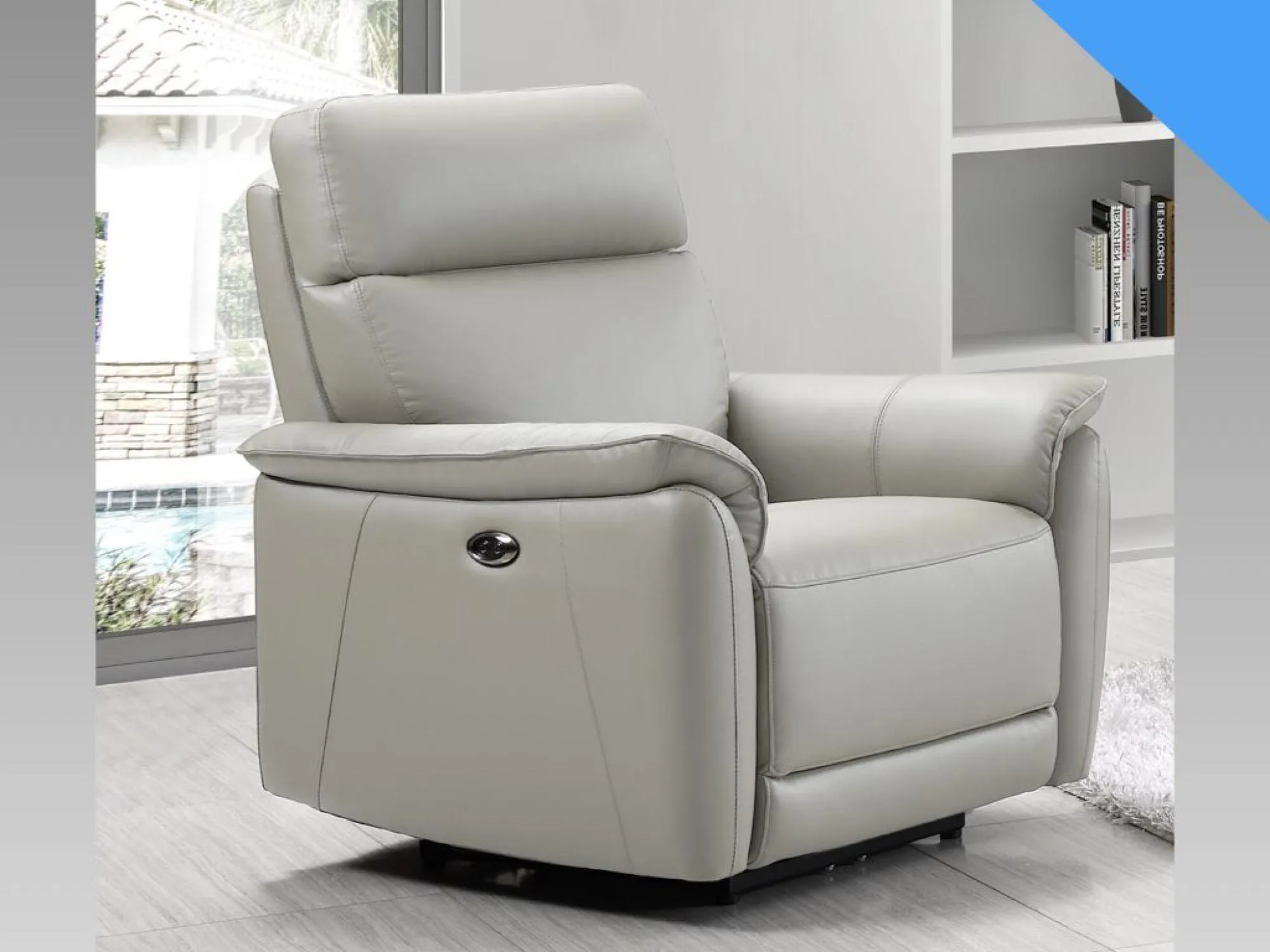 Carlton Electric Recliner Armchair - Light Grey, Leather
