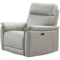 Carlton Electric Recliner Armchair - Light Grey, Leather