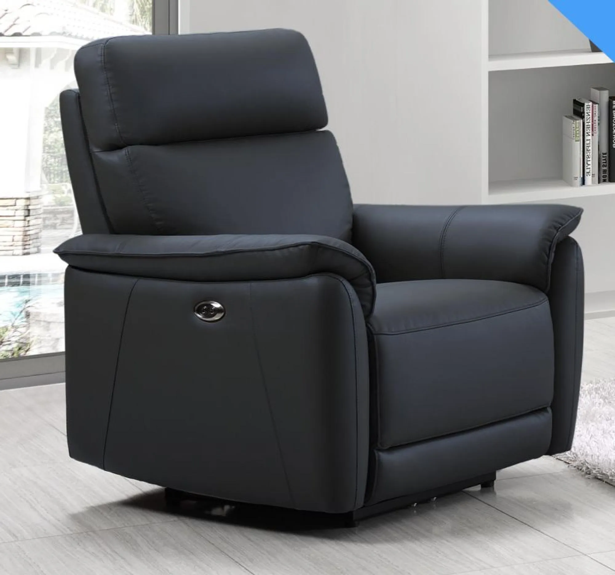 Carlton Electric Recliner Armchair - Navy Blue, Leather