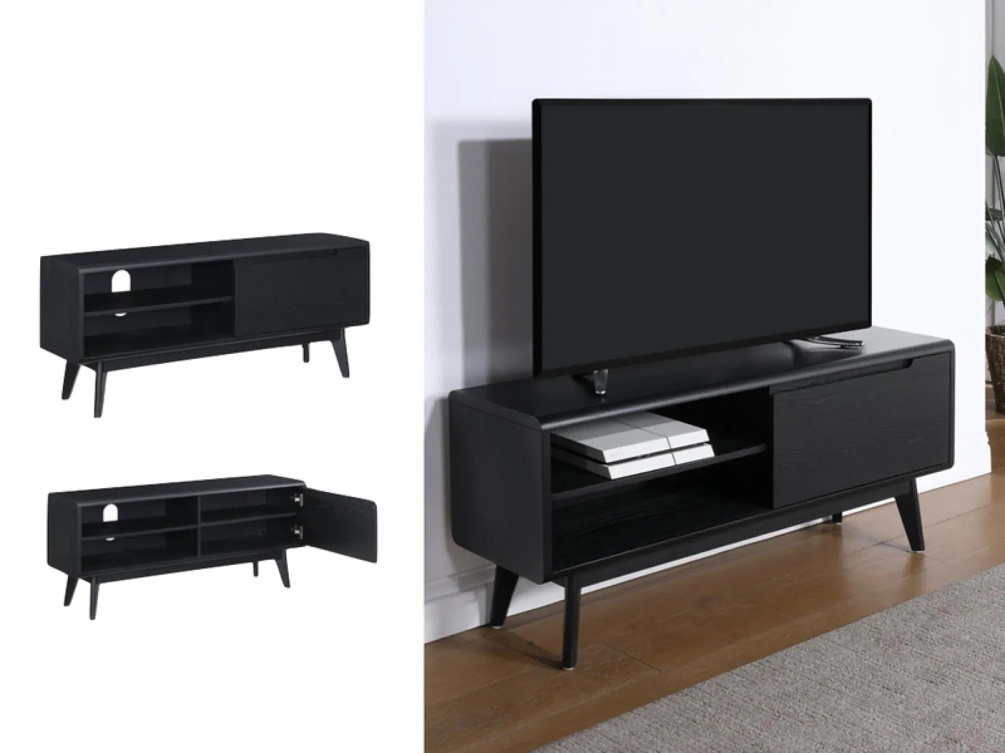 Carrington 1 Door TV Unit - Black Oak