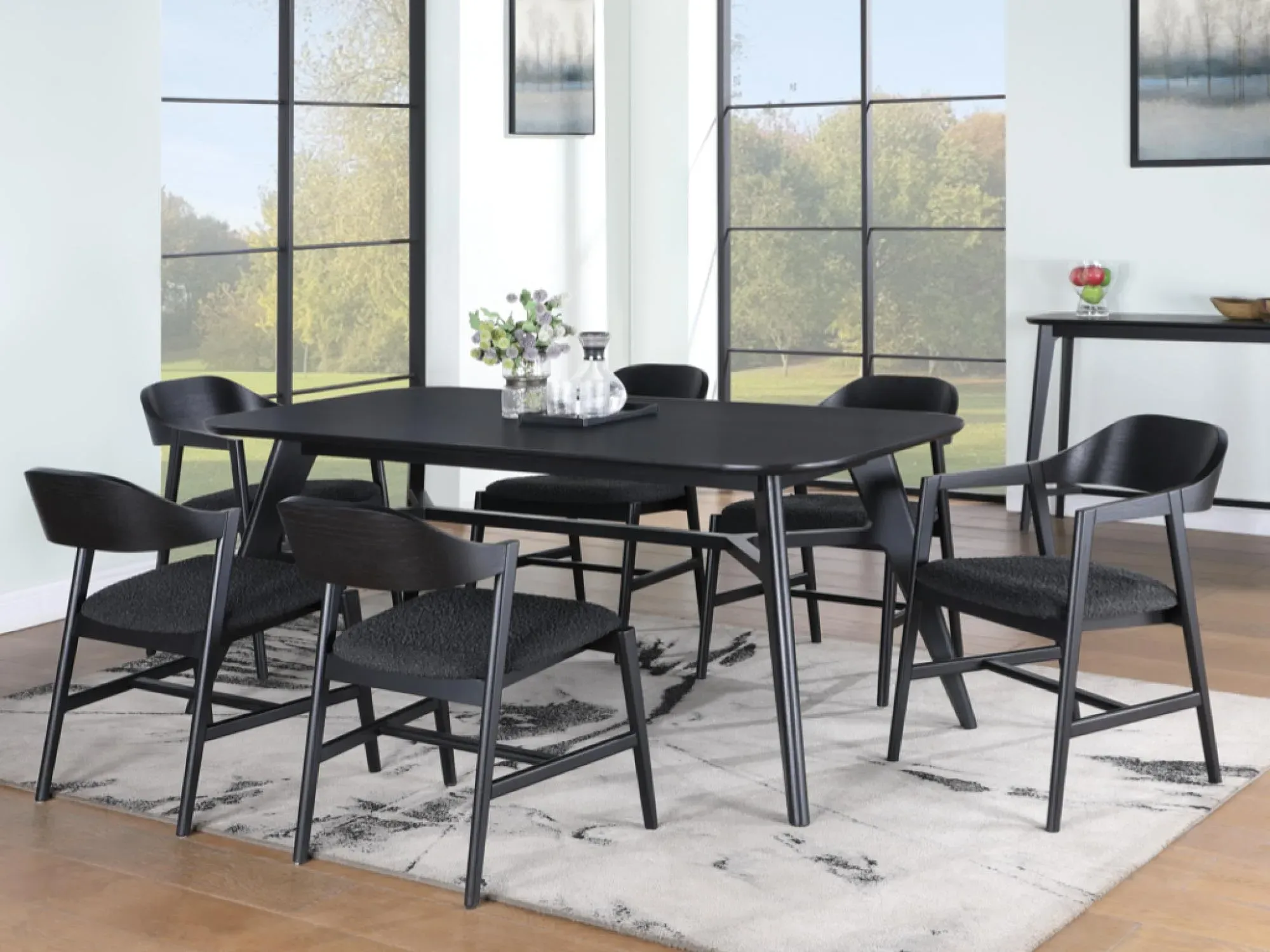 Carrington 4-6 Seater Extending Dining Set - Black Oak