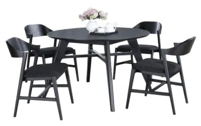 Carrington 4-Seater Round Dining Set - Black Oak