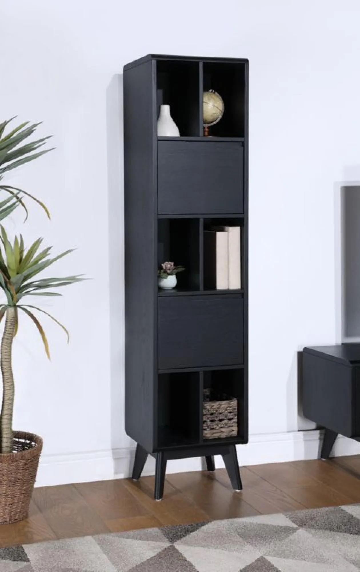 Carrington Narrow Bookcase - Black Oak