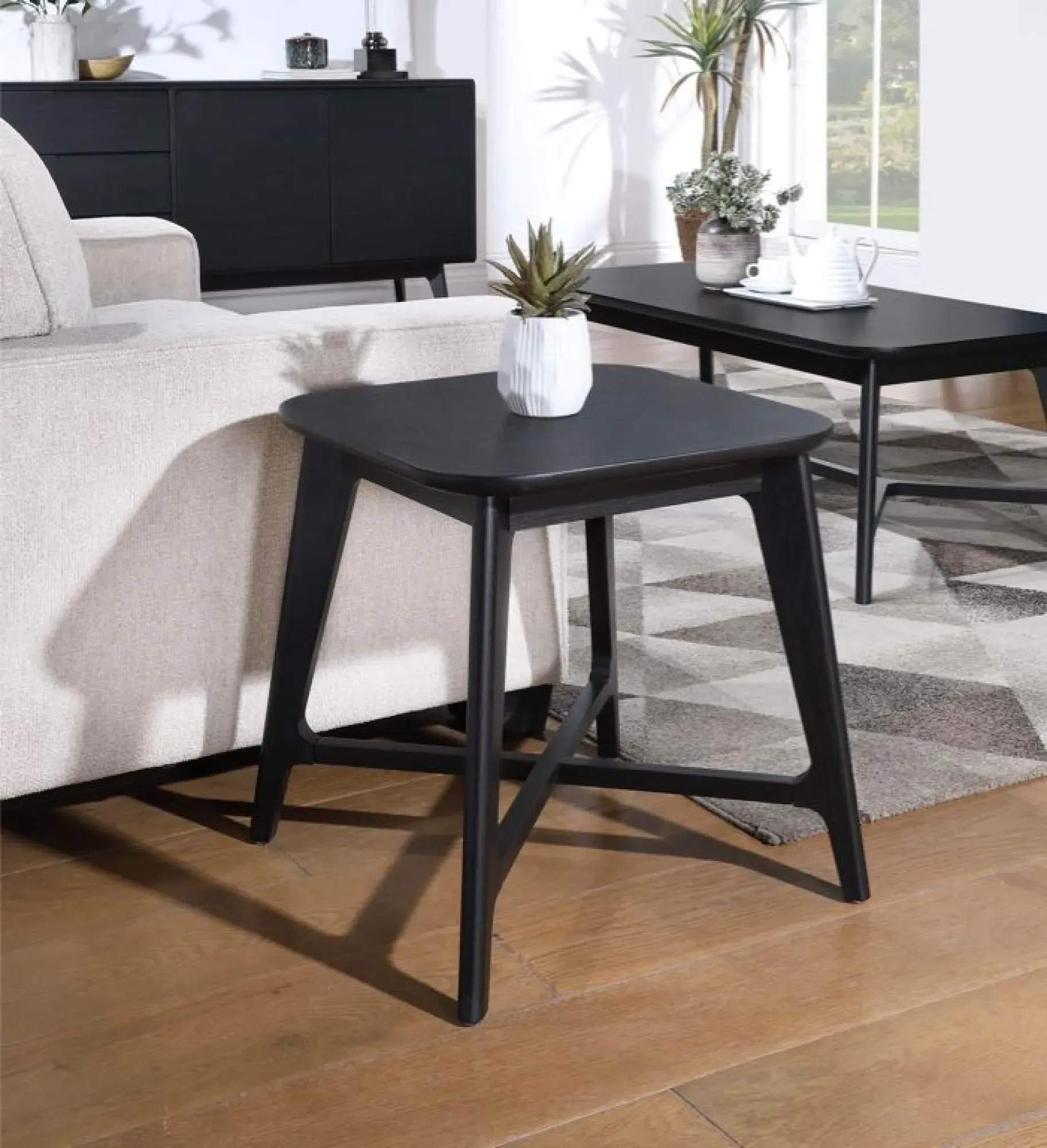 Carrington Square Lamp Table - Black, Oak