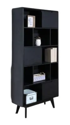 Carrington Wide Bookcase - Black Oak image
