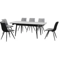 Cassino 6-8 Seater Extendable Dining Set with 6 Chairs - Grey