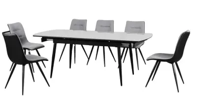 Cassino 6-8 Seater Extendable Dining Set with 6 Chairs - Grey