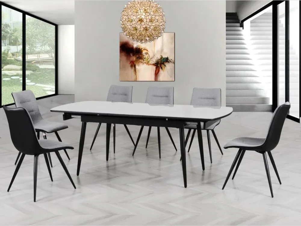 Cassino 6-8 Seater Extendable Dining Table - Grey, Glass