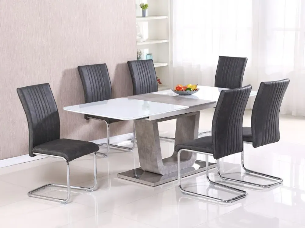 Castello Dining Chair Set of 2 - Grey, Faux Leather