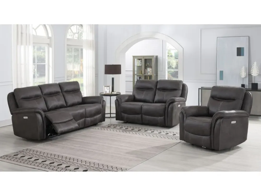 Claremont 3-Seater Recliner Sofa Suite - Grey, Velvet