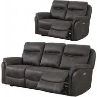 Claremont 3-Seater Recliner Sofa Suite - Grey, Velvet