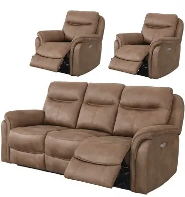 Claremont 3-Seater Recliner Sofa Suite - Sahara, Fabric
