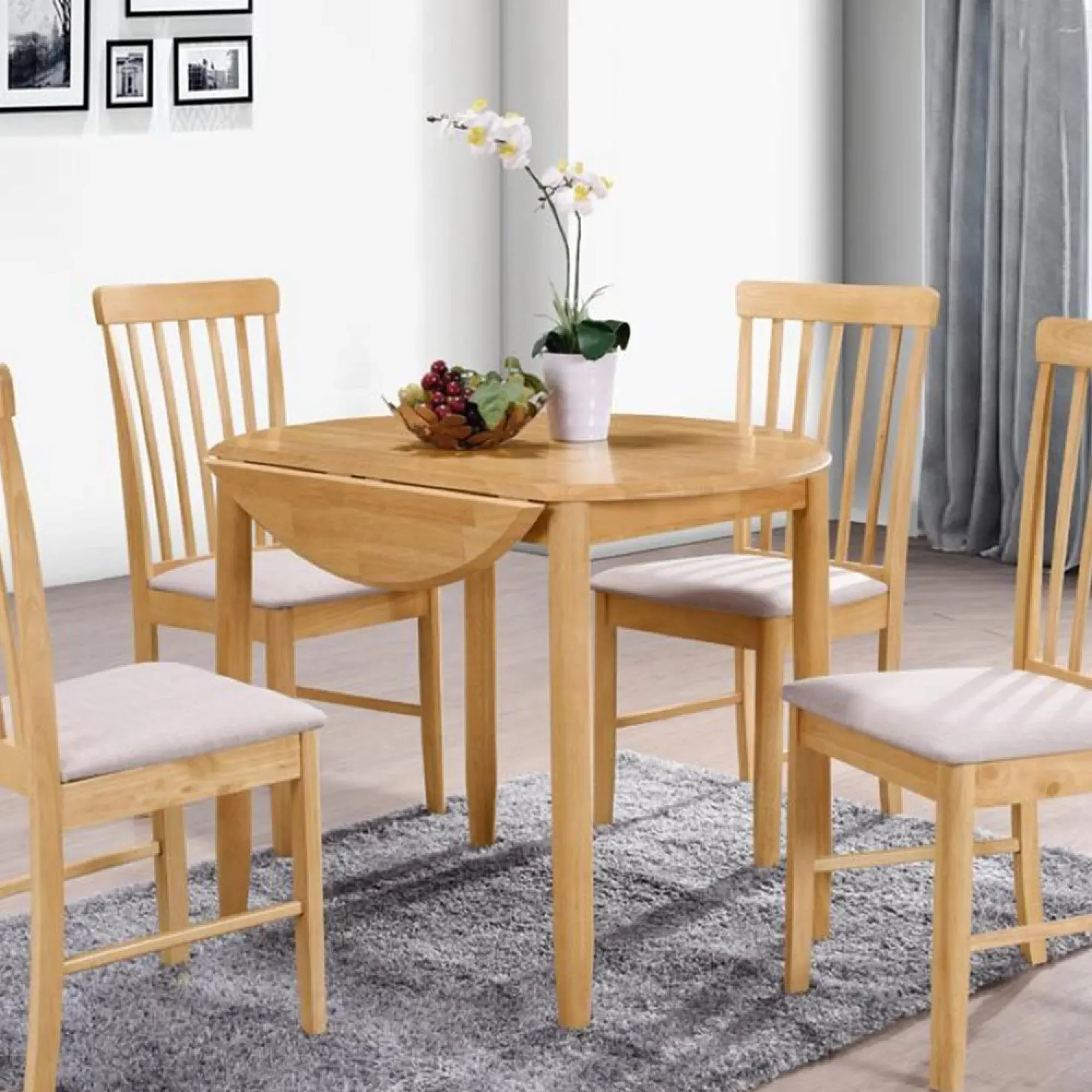 Cologne 2-Seater Round Drop Leaf Dining Table - Light Oak