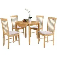 Cologne 4-Seater Round Drop Leaf Dining Set - Light Oak
