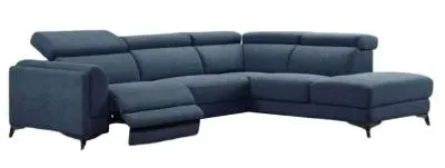 Cordova LHF Corner Sofa with Electric Recliner - Blue, Fabric