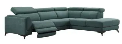 Cordova LHF Corner Sofa with Electric Recliner - Green, Fabric image