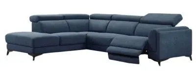 Cordova RHF Corner Sofa with Electric Recliner - Blue, Fabric