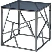 Cortez End Table - Titanium, Smoked Glass
