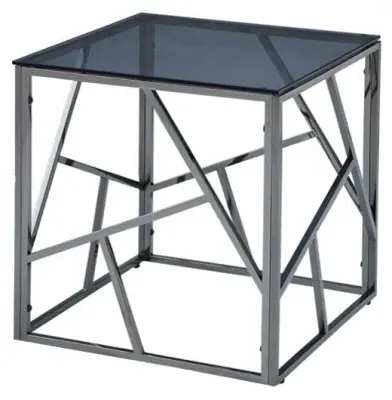 Cortez End Table - Titanium, Smoked Glass image